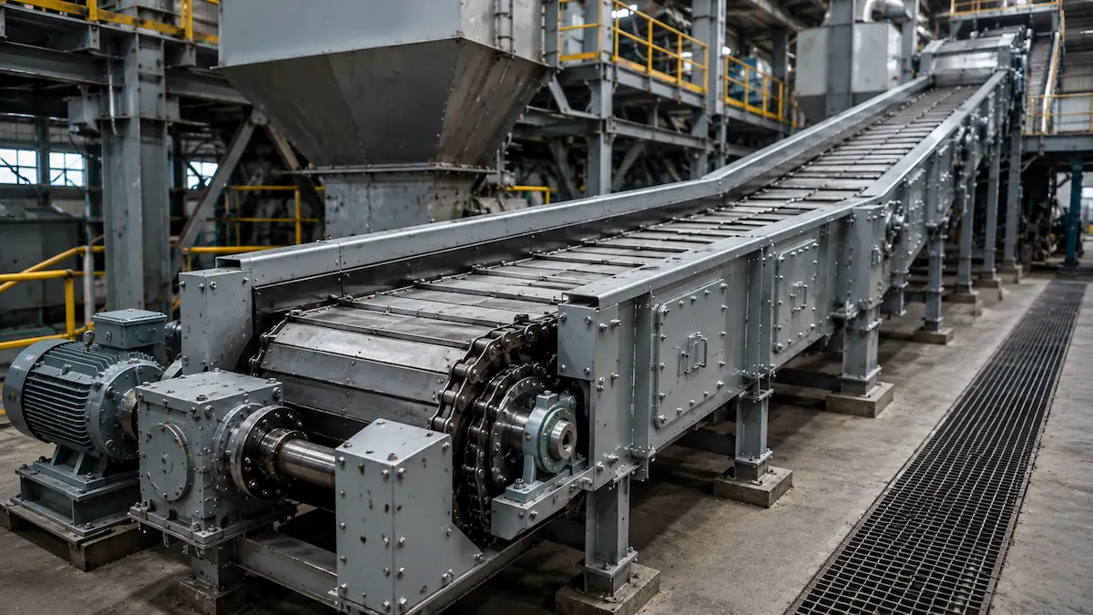 Apron conveyor untuk material berat