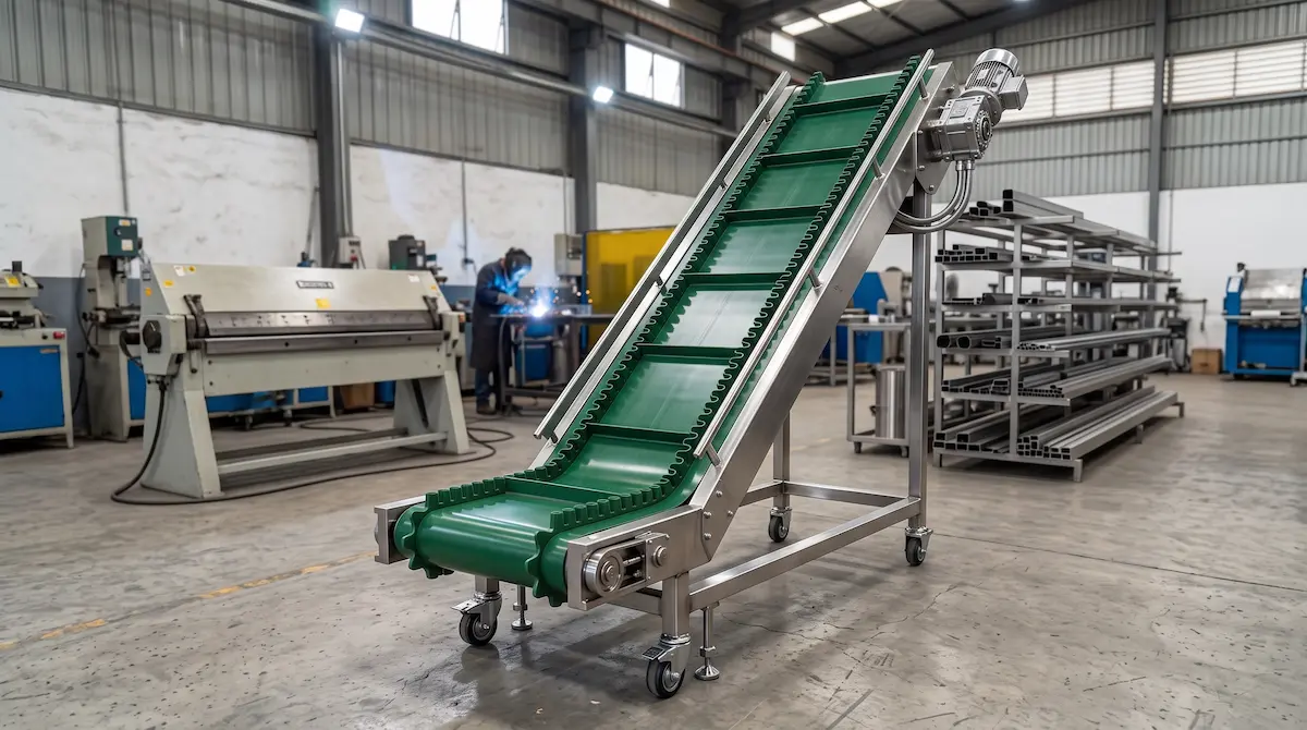 cleated conveyor untuk pengangkutan material pada jalur incline