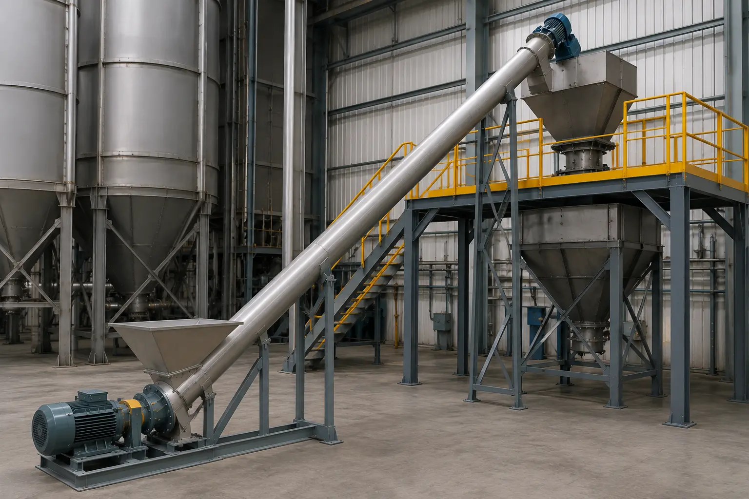 Screw conveyor incline untuk pemindahan material